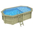 ALTANKA - Piscine hors sol en bois NEMO 5.79 x 3.49 - H.1.45 m avec plage, bleu pâle, fixations à visser - BAS7304OSPL+PLA304 - vignette