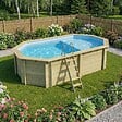 ALTANKA - Piscine hors sol en bois NEMO 5.79 x 3.49 - H.1.45 m avec plage, bleu pâle, fixations à visser - BAS7304OSPL+PLA304 - vignette