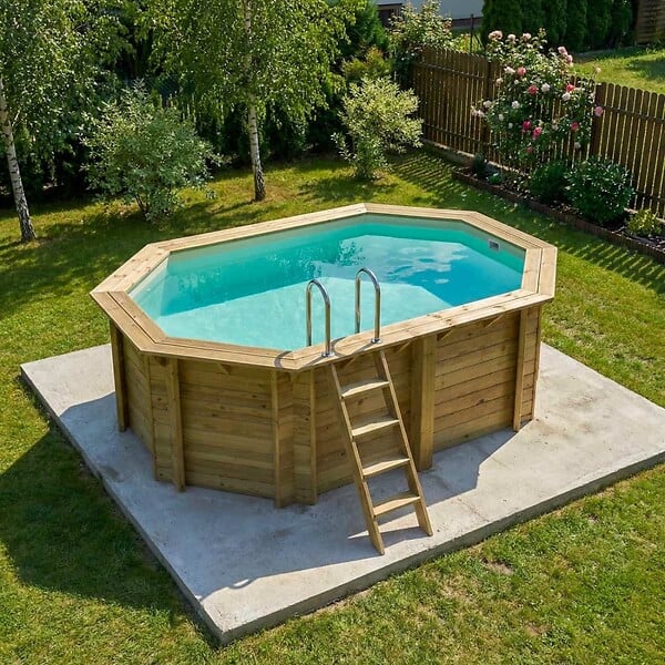 ALTANKA - Piscine hors sol en bois NEMO 4.3 x 3 - H.1.31 m, sable, fixations à visser - BAS7303OSPL3 - large