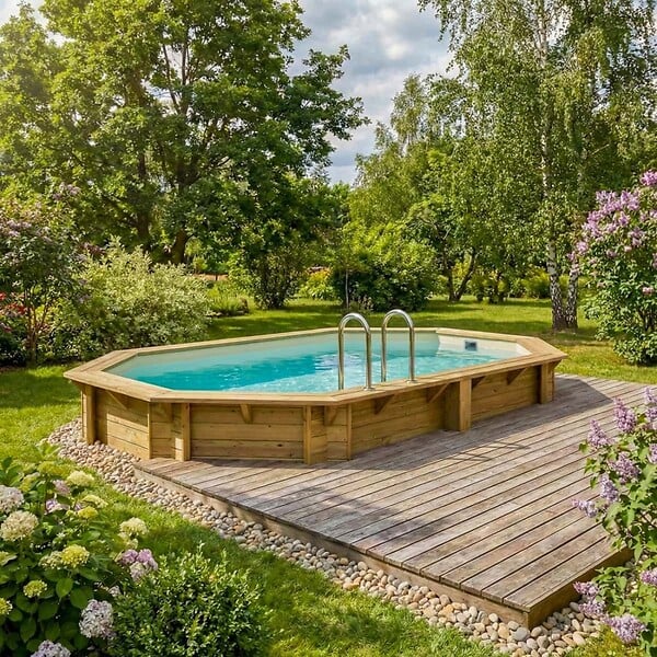 ALTANKA - Piscine hors sol en bois NEMO 4.3 x 3 - H.1.31 m, sable, fixations à visser - BAS7303OSPL3 - large