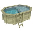 ALTANKA - Piscine hors sol en bois NEMO 4.3 x 3 - H.1.31 m avec plage, gris clair, fixations à sceller - BAS7303OSPI2+PLA303 - vignette