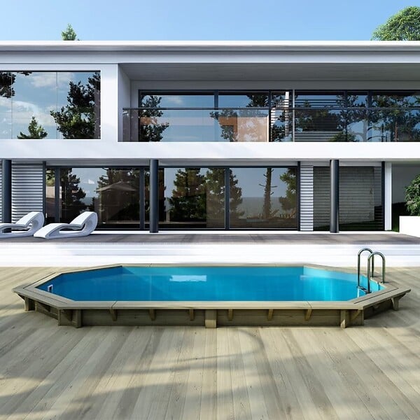 ALTANKA - Piscine hors sol en bois NEMO 5.79 x 3.49 - H.1.45 m, bleu pâle, fixations à sceller - BAS7304OSPI - large