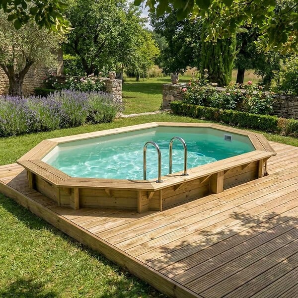 ALTANKA - Piscine hors sol en bois NEMO 4.3 x 3 - H.1.18 m, sable, fixations à visser - BAS7302OSPL3 - large