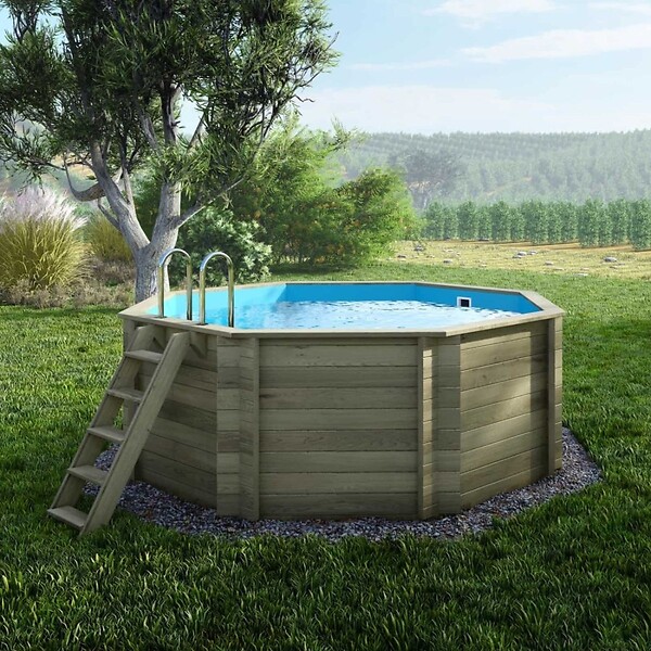 ALTANKA - Piscine hors sol en bois CORAL 3.25 x 3.25 - H.1.18 m, bleu pâle, autoportante - sans dalle - BAS7301OSP - large