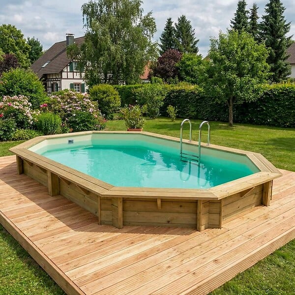 ALTANKA - Piscine hors sol en bois NEMO 7.3 x 3.97 - H.1.45 m, sable, fixations à visser - BAS7305OSPL3 - large