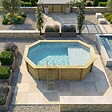 ALTANKA - Piscine hors sol en bois NEMO 5.79 x 3.49 - H.1.45 m avec plage, gris clair, cadre en métal - sans dalle - BAS7304OSPU2+PLA304 - vignette