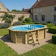 ALTANKA - Piscine hors sol en bois NEMO 4.3 x 3 - H.1.18 m avec plage, bleu pâle, cadre en métal - sans dalle - BAS7302OSPU+PLA302 - vignette