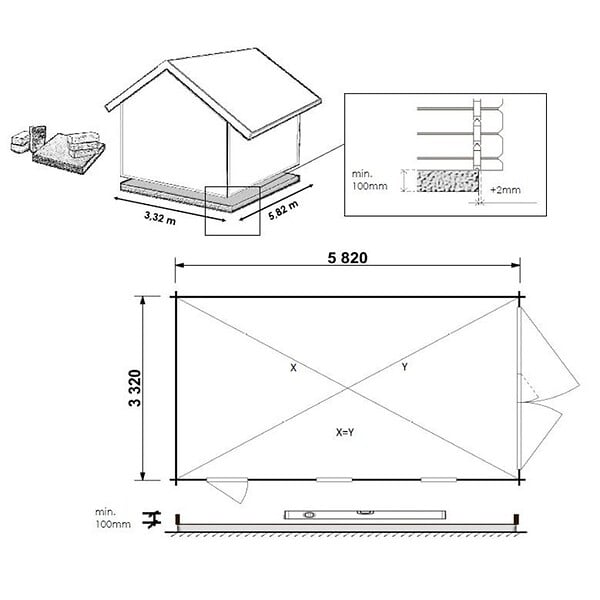 ALTANKA - Garage en bois - 21m2 - 3.5x6m - imprégné - Ep. 28mm - couleur: marron - GAR20 - large