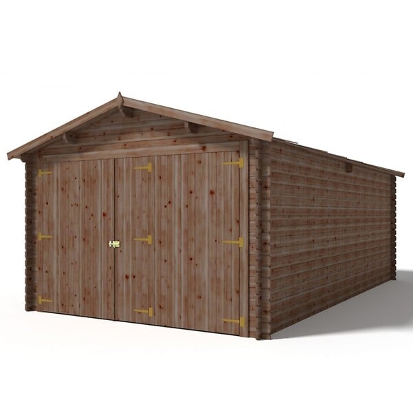 ALTANKA - Garage en bois - 21m2 - 3.5x6m - imprégné - Ep. 28mm - couleur: marron - GAR20 - large