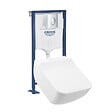 VILLEROY ET BOCH - Pack WC suspendu sans bride  Venticello + abattant + plaque chromée + bâti Grohe - vignette