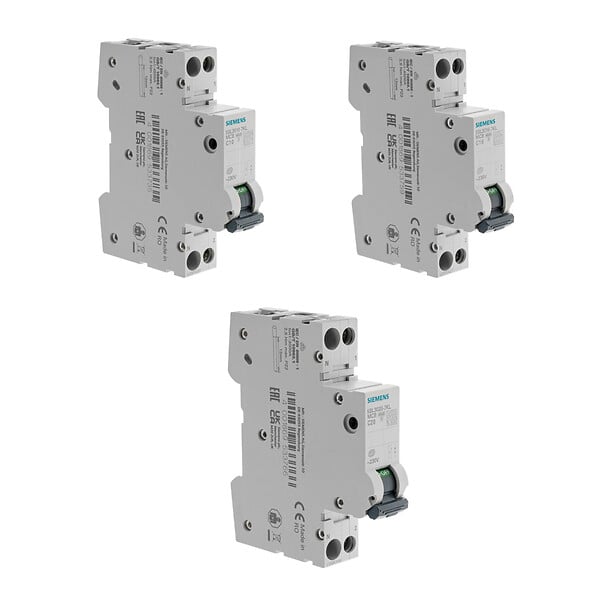 SIEMENS - SIEMENS Lot de 8 disjoncteurs modulaires Ph+N – 3×10A, 3×16A, 2×20A - large
