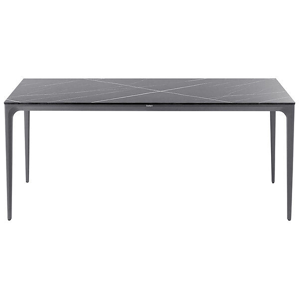 BELIANI - Table de salle à manger de jardin SOVARETO 180 cm 90 cm Effet marbre Marbre noir - large