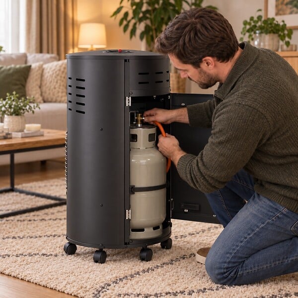 INTEC - Poele à gaz Rondo 4200W 3 puissances Noir - Chauffage d'appoint gaz mobile 80m² 5 roulettes INTEC - large