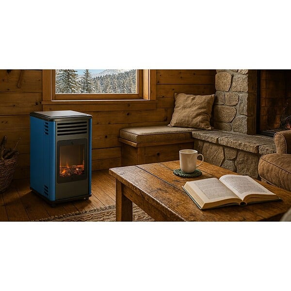 SAHARA - Chauffage à gaz 3,4KW Bleu Effet feu + Tuyau gaz + Détendeur butane Manhattan Sahara - large