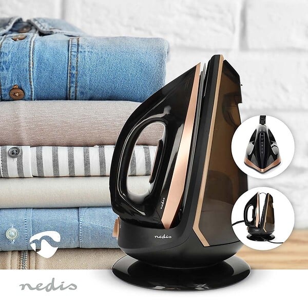NEDIS - Centrale Vapeur 2400 W Noir & Rose Gold 7bars 40 g/min réservoir 1,5 L semelle Céramique Défroissage vertical Vêtement Nedis - large