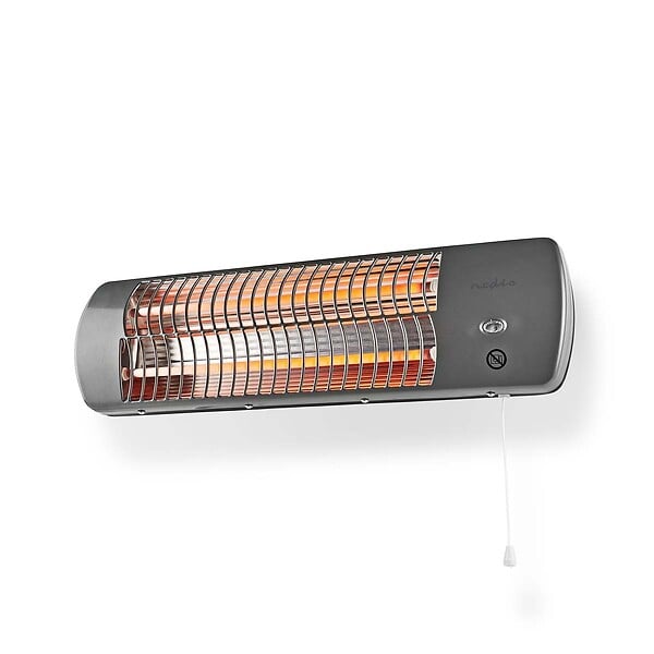 NEDIS - Chauffage Mural Salle de Bain 1200W Quartz Protection IPX4 Pieces Humides 12 m² Radiateur Gris Nedis - large