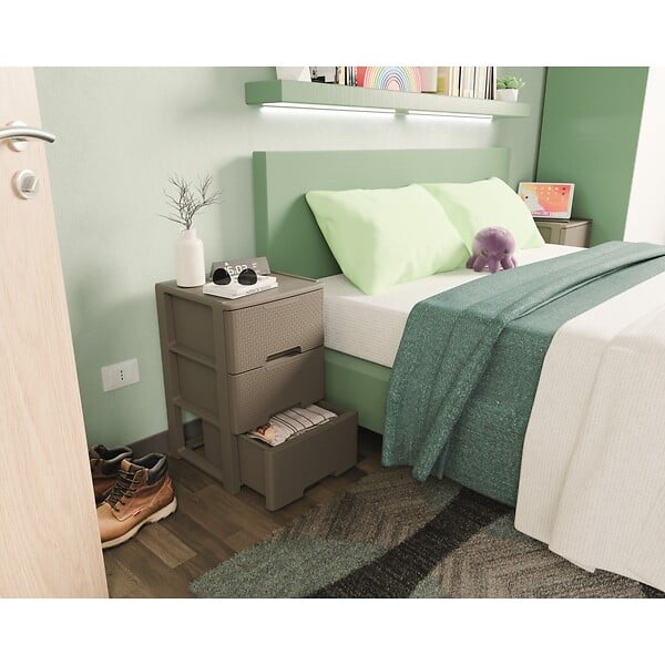 ARTPLAST - Commode de rangement 3 Tiroirs Amovibles Couleur taupe Effet tressé - Meuble de Rangement - Roulettes 39x38,5xH6cm ArtPlast - large