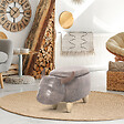 HOMCOM - Tabouret vache - pouf vachette - pouf taureau coffre de rangement 2 en 1 - pieds bois d'hévéa revêtement synthétique aspect daim vieilli marron - vignette