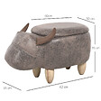 HOMCOM - Tabouret vache - pouf vachette - pouf taureau coffre de rangement 2 en 1 - pieds bois d'hévéa revêtement synthétique aspect daim vieilli marron - vignette