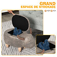 HOMCOM - Tabouret vache - pouf vachette - pouf taureau coffre de rangement 2 en 1 - pieds bois d'hévéa revêtement synthétique aspect daim vieilli marron - vignette