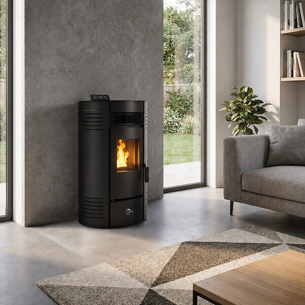 SANNOVER - Poêle à granulés étanche Azora 15,1 kW Noir Sannover + Kit d'installation - large