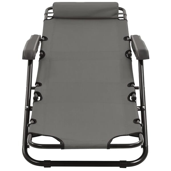 VIDAXL - vidaXL Chaises longues pliables 2 pcs avec repose-pied Acier Gris - large