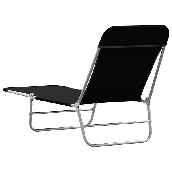 VIDAXL - vidaXL Chaises longues pliables lot de 2 Acier et tissu Noir - large