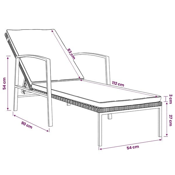 VIDAXL - vidaXL Chaises longues lot de avec table Résine tressée Gris - large