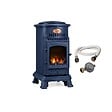 SAHARA - Poele à gaz 3,4KW Bleu Saphir Mat Effet poêle à bois Fonte véritable + Tuyau gaz + détendeur butane Provence Sahara - vignette