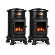 INTEC - Pack de 2 Poêles à gaz Noir Provence en fonte 3,4KW Effet feu Chauffage d'appoint gaz sur roues - vignette