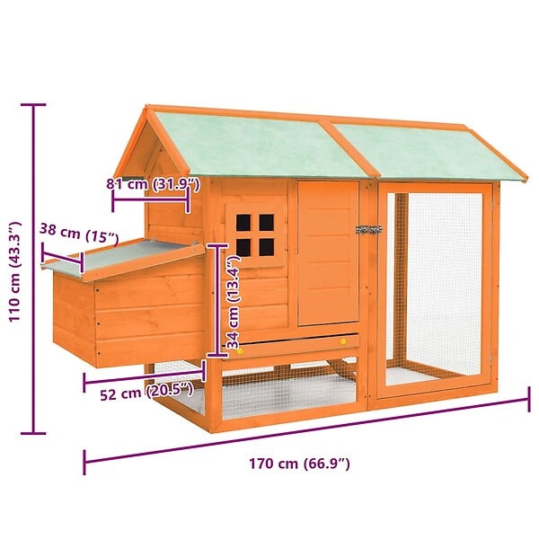 VIDAXL - vidaXL Poulailler Bois de pin massif et sapin 170x81x110 cm - large