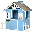 OUTSUNNY - Maison de jeux enfant - jeu plein air maisonnette enfant - dim. 151L x 112l x 142H cm - bois sapin bleu blanc gris - vignette