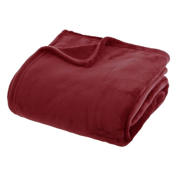 ATMOSPHERA - Plaid flanelle Ollis rouge grenat 230x180cm - large