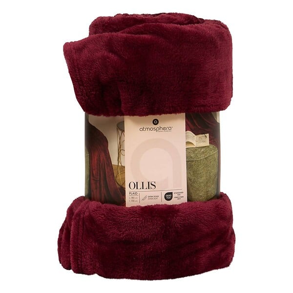 ATMOSPHERA - Plaid flanelle Ollis rouge grenat 180x130cm - large