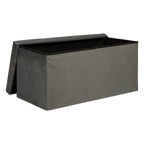 ATMOSPHERA - Pouf pliant et Coffre de rangement en tissu Gris 76 x 38 cm - large