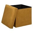 ATMOSPHERA - Pouf pliant et Coffre de rangement en tissu Jaune Moutarde 38 x 38 cm - vignette
