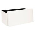 ATMOSPHERA - Pouf et Coffre de rangement en bois et Fourrure Blanche 76 x 38 cm - vignette