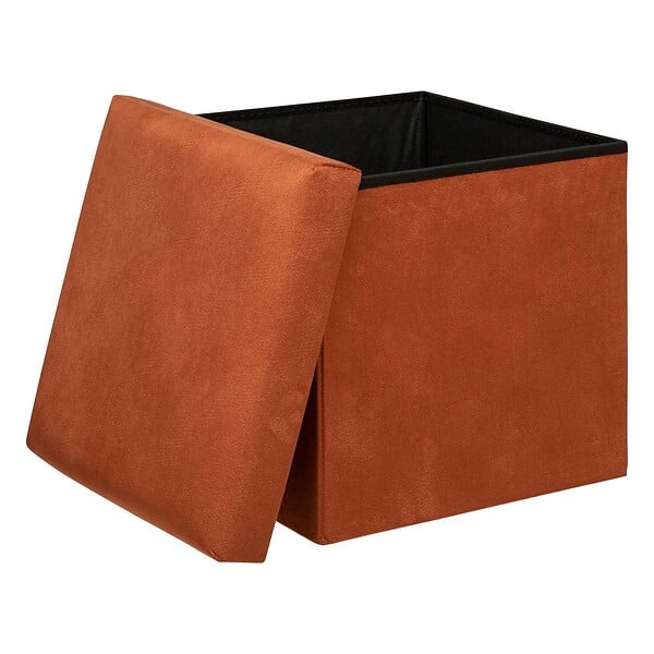ATMOSPHERA - Pouf pliant et Coffre de rangement en tissu Ambre 38 x 38 cm - large