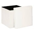 ATMOSPHERA - Pouf et Coffre de rangement en bois et Fourrure Blanche 38 x 38 cm - vignette