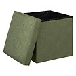 ATMOSPHERA - Pouf pliant et Coffre de rangement en tissu Vert Kaki 38 x 38 cm - vignette