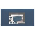 ATMOSPHERA - 2 en 1 Pouf pliant double et coffre de rangement Velours Bleu 76 x H 38 cm - vignette