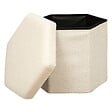 ATMOSPHERA - Pouf pliant et Coffre de rangement en tissu à bouclettes Blanc Ivoire - vignette