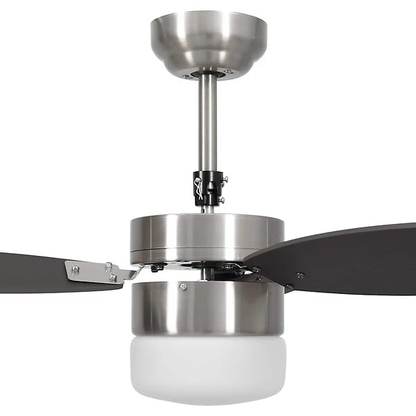 VIDAXL - vidaXL Ventilateur de plafond lampe et télécommande 76 cm Marron foncé - large