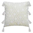 ATMOSPHERA - Housse de Coussin Blanc & Or Brillant  avec Pompons 40 x 40 cm - vignette