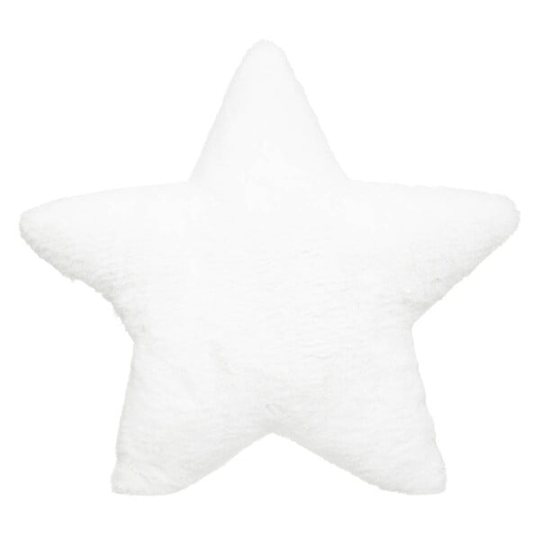 ATMOSPHERA - Coussin décoratif Étoile en Fourrure Blanche motif brodé 39 x 39 cm - large