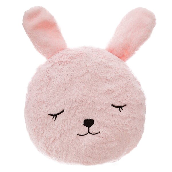 ATMOSPHERA - Coussin décoratif Lapin en Fourrure rose D 27 cm - large