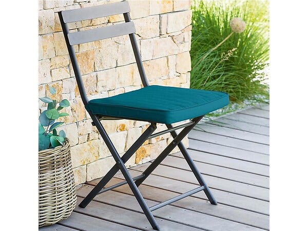 HESPERIDE - Galette de chaise de jardin 40 x 40 cm Bleu Canard - Hespéride - large