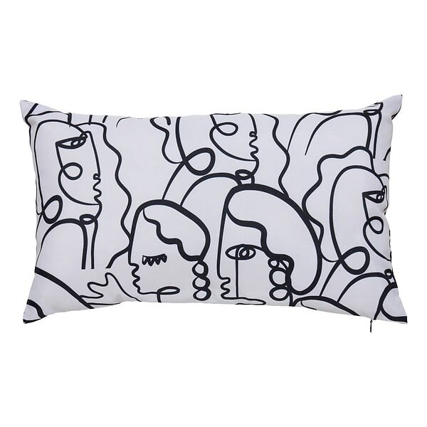 ATMOSPHERA - Housse de coussin d'extérieur Nolan 50x30cm motif fantaisie noir et blanc - large