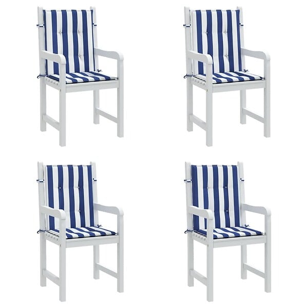 VIDAXL - vidaXL Coussins de chaise à dossier bas lot de 4 rayures bleu et blanc - large
