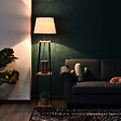 HOMCOM - Lampadaire design contemporain 3 étagères intégrées bois métal noir lin beige H.160 cm - vignette